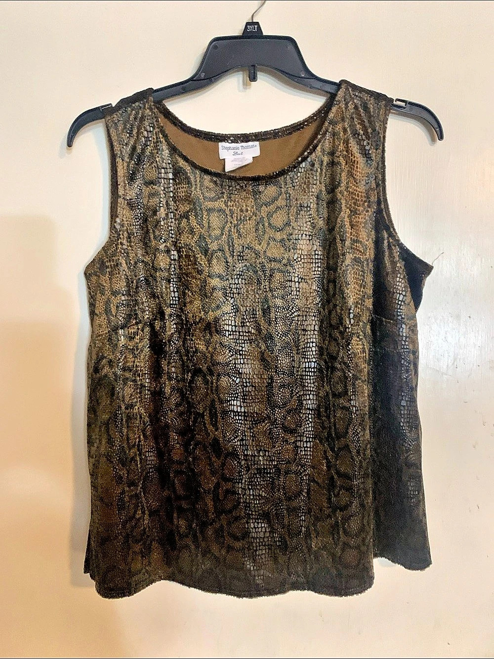 Stephanie Thomas Sport Animal Print Tank Top in Brown & Black Size 12